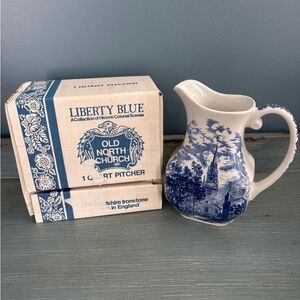 Staffordshire Liberty Blue Water Pitcher in Original Box